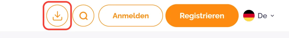 Schaltfläche zum Laden der Web App in der Kopfzeile von Boho Casino
